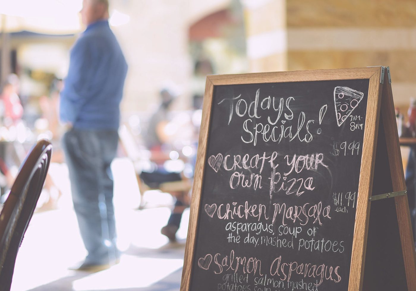 Freestanding handwritten Italian specials menu board